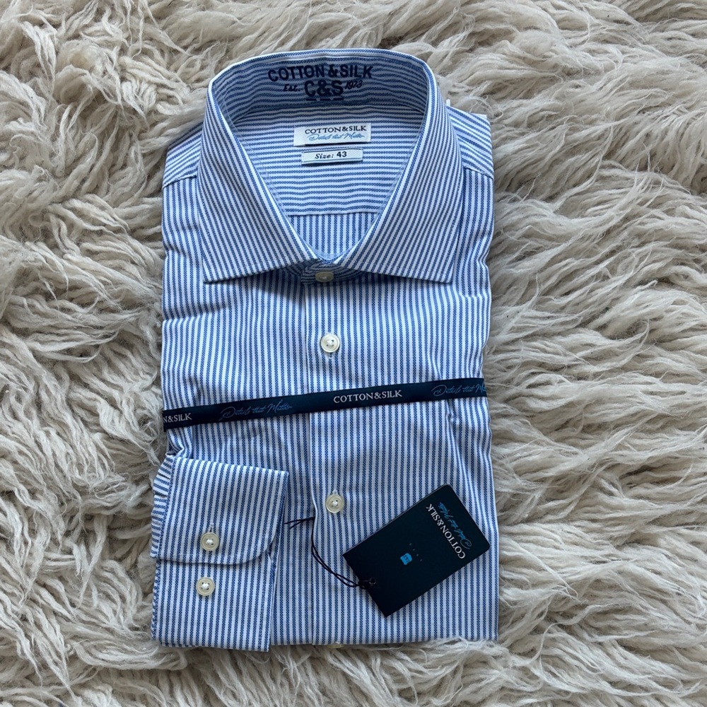 Men's Blue Striped Dress Shirt